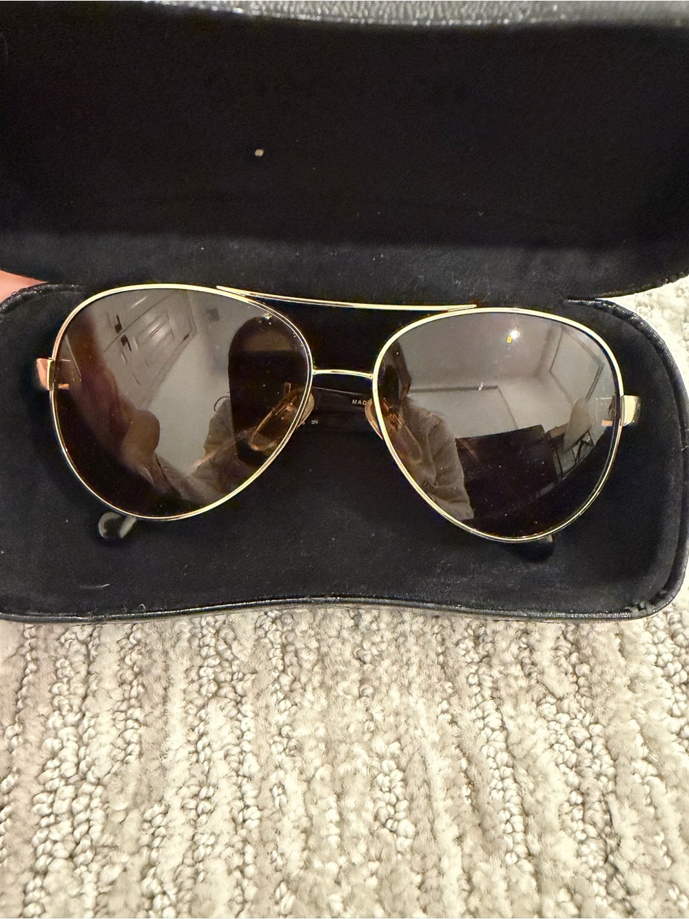 CHANEL Gold Aviator Sunglasses with Brown Lenses